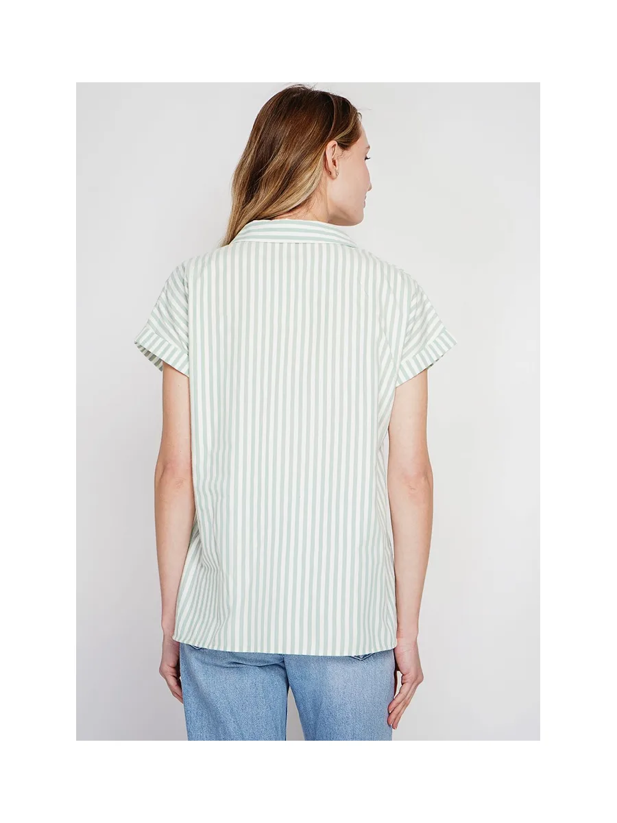 Chemise boutonnée devant à manche court à rayure 7