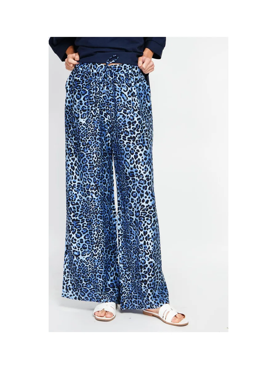 Pantalon taille haute en léopard avec cordons de serrage avec poches 13