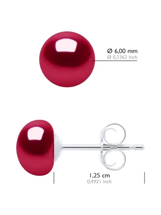 Boucles d'Oreilles Véritables Perles d'Eau Douce Bouton 6-7 mm — Argent 925 Millièmes 2
