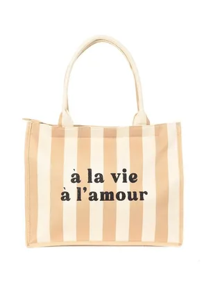 Sac de Plage Taupe/Blanc Gérard Pasquier Amour 1