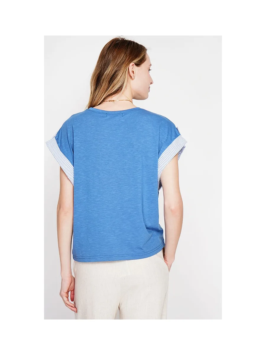 T-shirt col rond coupe oversize manches court avec patte boutons 8