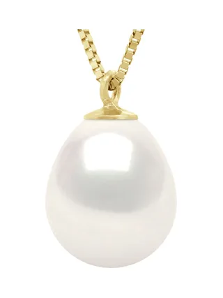 Collier Véritable Perle d'Eau Douce Poire 9-10 mm — Or Jaune 375 Millièmes — 42 cm 1
