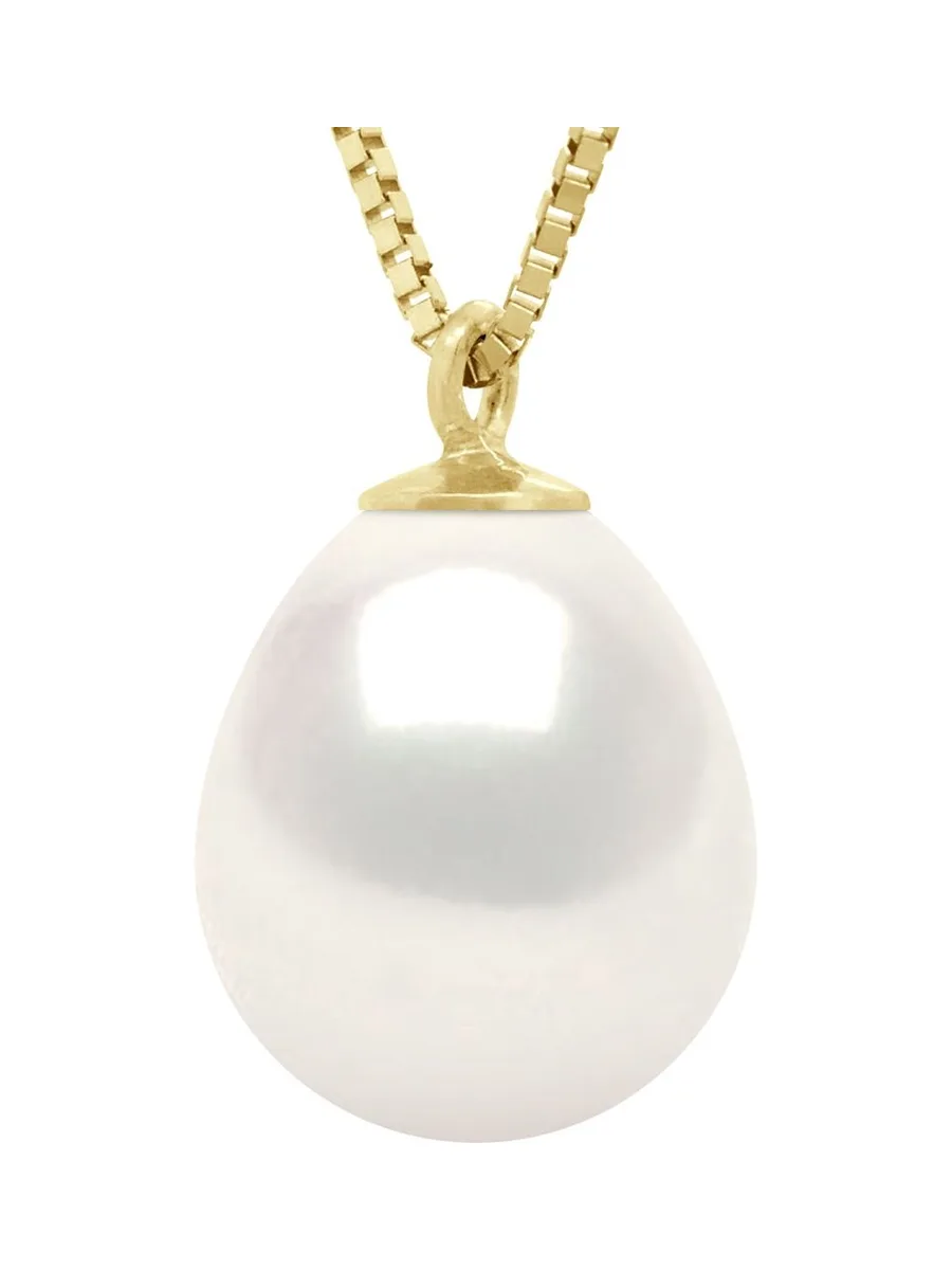 Collier Véritable Perle d'Eau Douce Poire 9-10 mm — Or Jaune 375 Millièmes — 42 cm 1