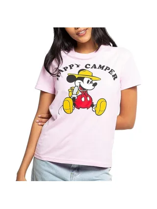 T-Shirt Rose Femme Disney Mickey Happy Camper 1