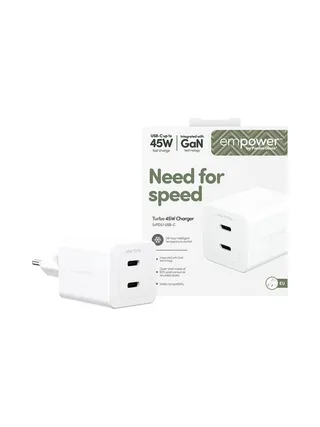 PGE Turbo 45W Charger 2 x USB-C EU White 2