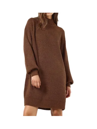 Robe Pull en Maille Marron Femme Noisy May Timmy 1
