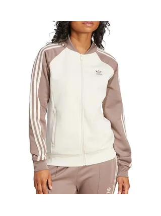 Veste Blanche/taupe Femme Adidas Sst Track 1