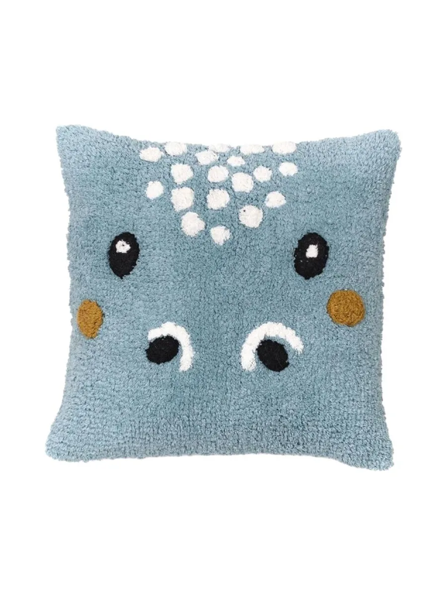 Coussin déhoussable tufté imprimé animalier FUNNY 2