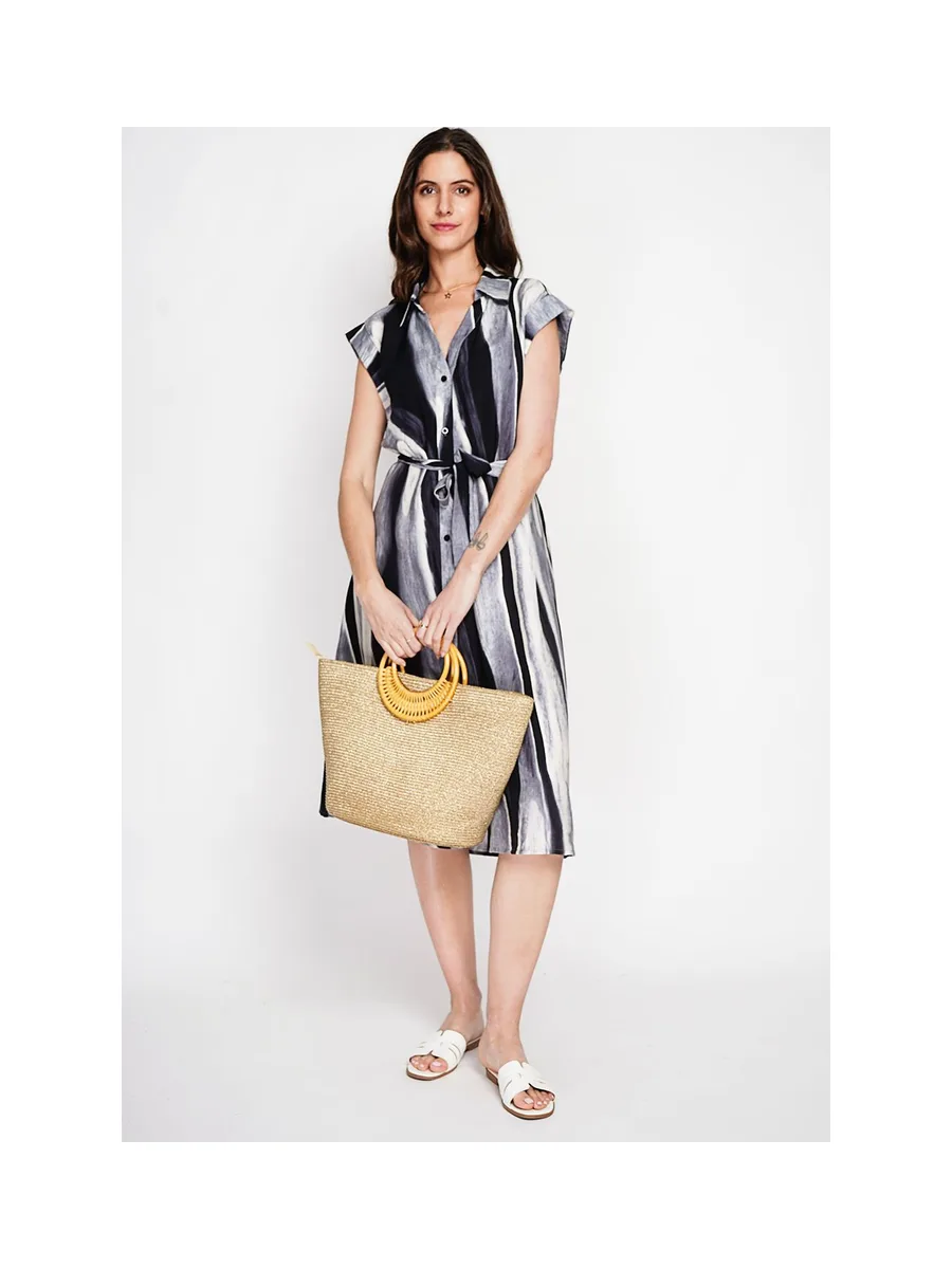 Robe chemise imprimée boutonnée devant avec ceinture 13