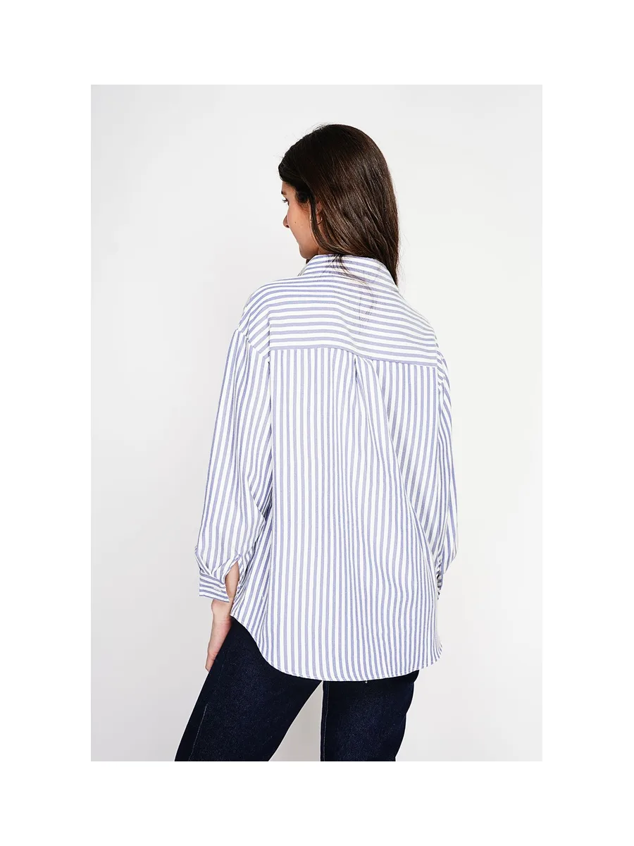 Chemise longue coupe oversize Poche poitrine à manches longues à reyure 17
