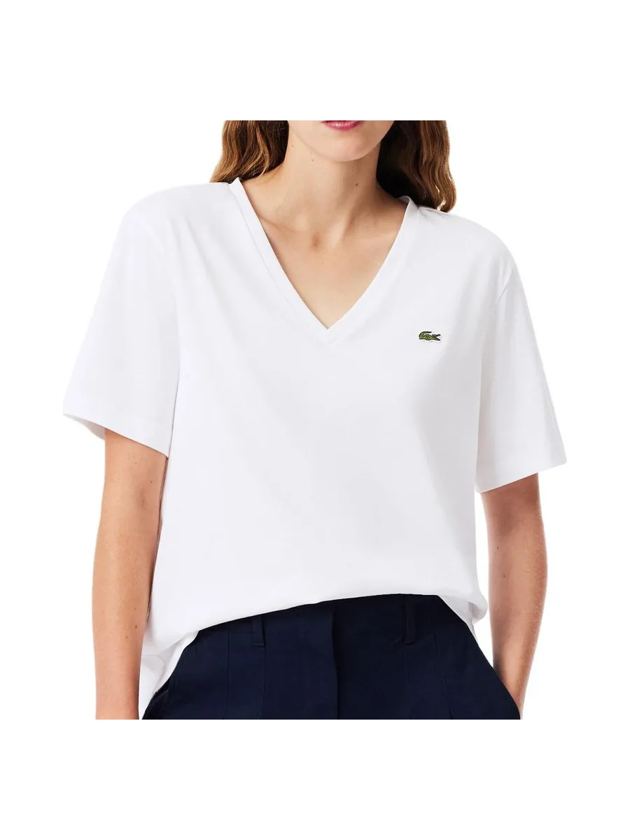 T-Shirt Blanc Femme Lacoste Relaxed 2