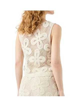 Débardeur Beige Femme YAS Crochet 2