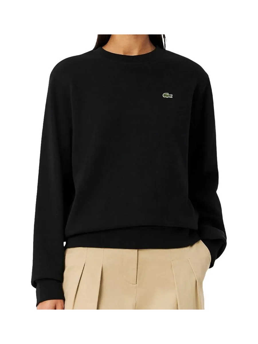 Sweat Noir Femme Lacoste Relaxed Fit Fleece Crew Neck 1