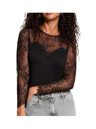 T-Shirt Manches Longues Noir Femme Morgan TYA 1