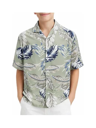 Chemisette Kaki/Marine Garçon Jack & Jones Resort Floral 1