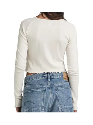 T-shirt Manches longues Blanc Femme G-Star Cropped Baby Sis Raglan 2