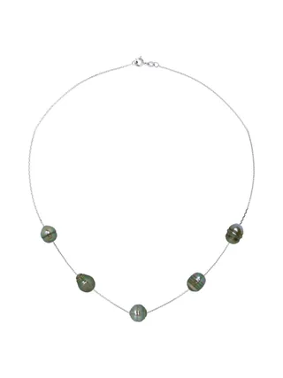 Collier Véritables Perles de Tahiti Cerclées 7-8 mm — Argent 925 Millièmes Rhodié — 42 cm 1