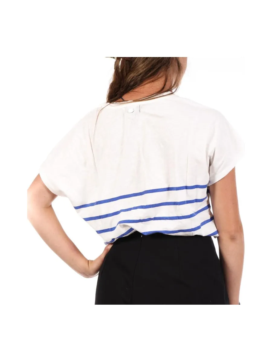 T-Shirt Blanc/Bleu Femme Tema Stripes Be Alive 3