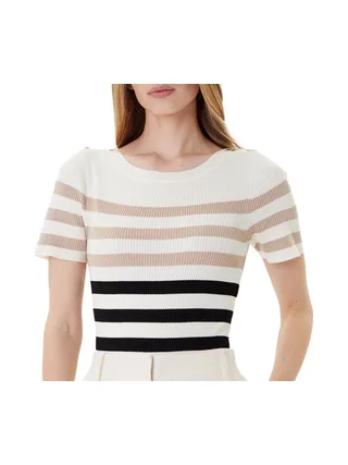 T-Shirt Blanc Femme Morgan Rayure 1