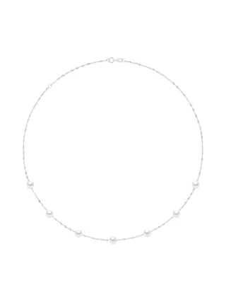 Collier Véritables Perles d'Eau Douce Rondes 6-7 mm — Or Blanc 750 Millièmes — 42 cm 1