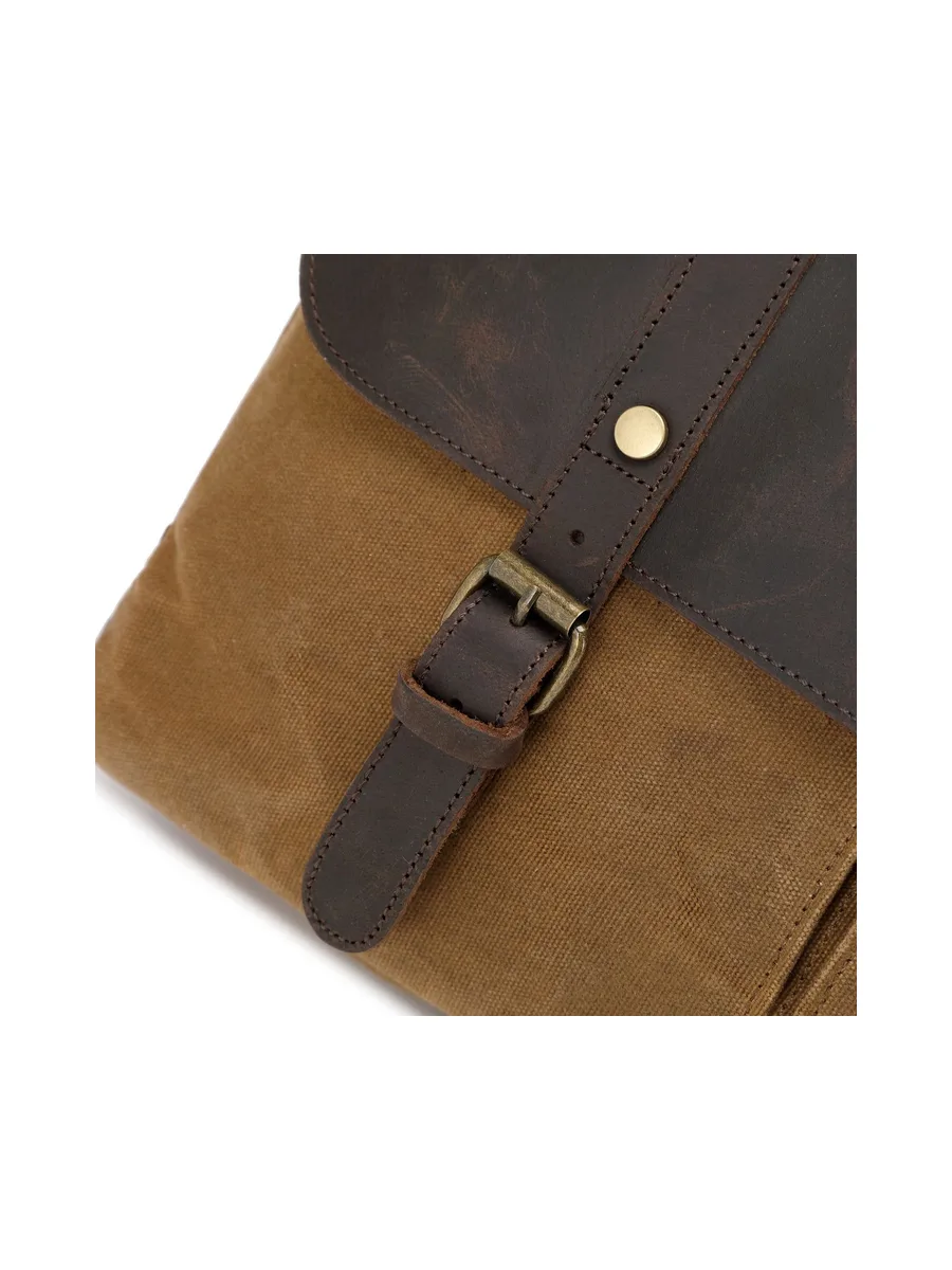 MICK - Sacoche en cuir véritable et toile enduite - Bleu 47