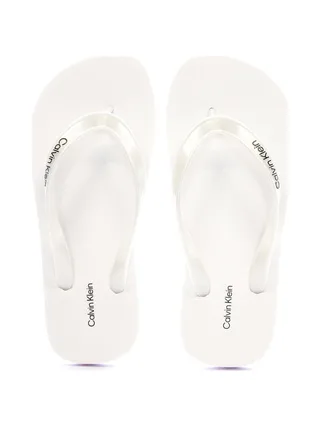 Tongs Blanches Femme Calvin Klein Jeans Flip Flop Tpu Metall 3