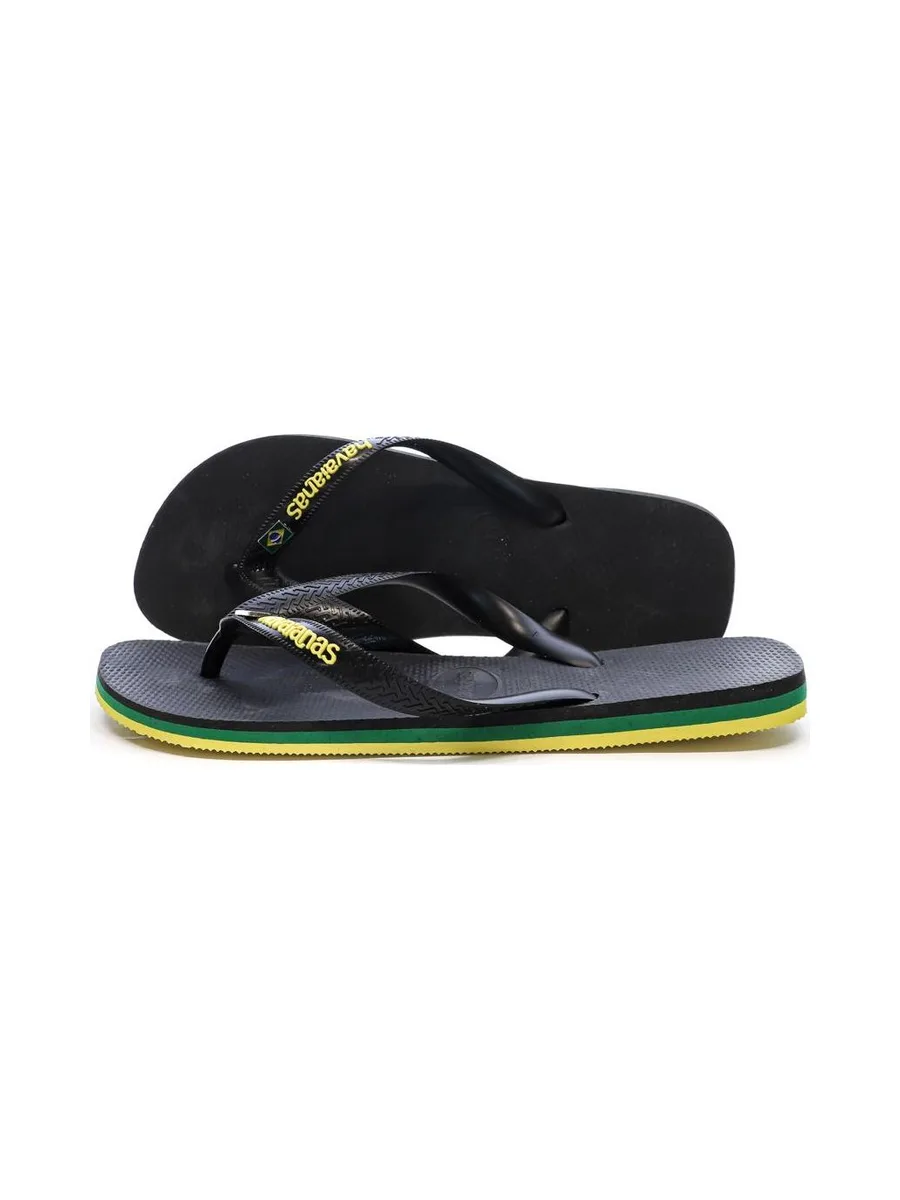 Tongs Noir/Jaune Homme Havaianas Brasil Layers 2