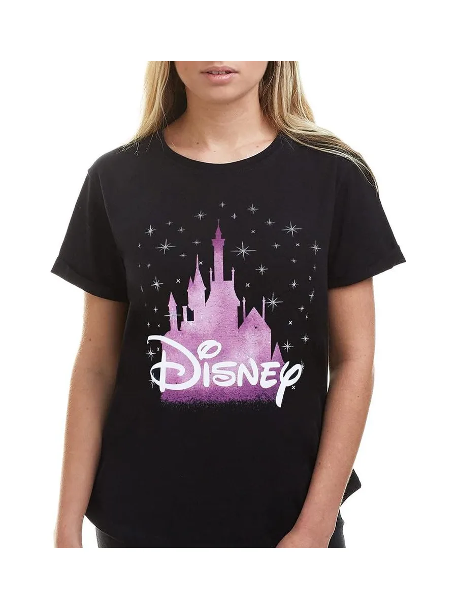 T-Shirt Noir Femme Disney Princess Castle 2