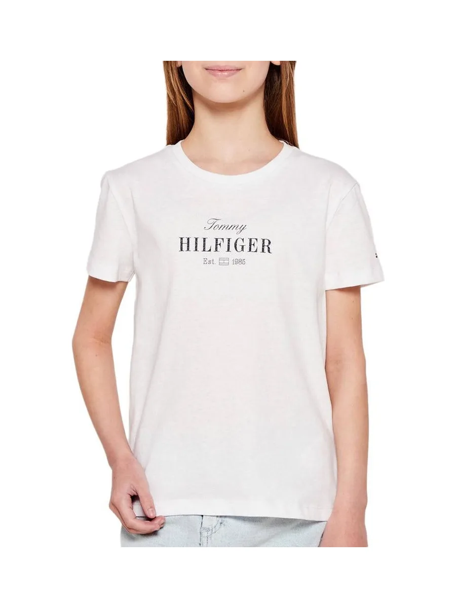 T-Shirt Blanc Fille Tommy Hilfiger Script 2