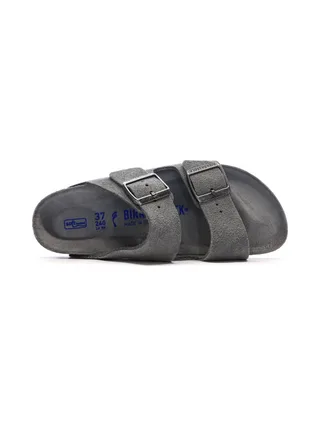 Sandales Grises Mixte Birkenstock Arizona Suede Leather Narrow 4