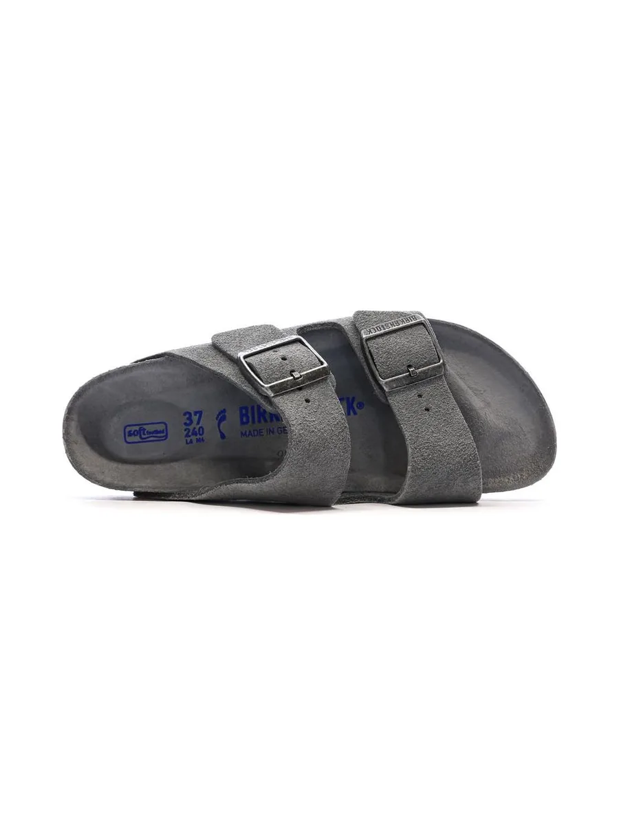 Sandales Grises Mixte Birkenstock Arizona Suede Leather Narrow 5
