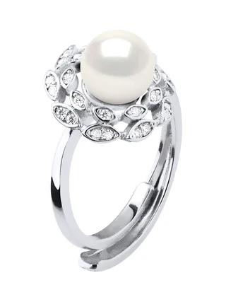 Bague Jonc Véritable Perle d'Eau Douce Ronde 7-8 mm — Argent 925 Millièmes Rhodié 3
