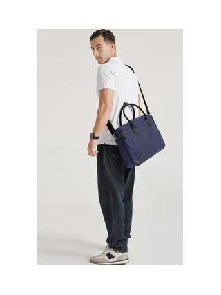 YANN - Sacoche en cuir véritable et toile enduite - Bleu 8