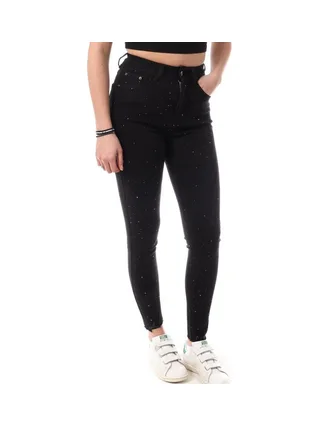 Jean Slim à Strass Noir Femme Monday Premium Strass 1