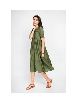 Robe longue coupe babydoll à manches courtes 1