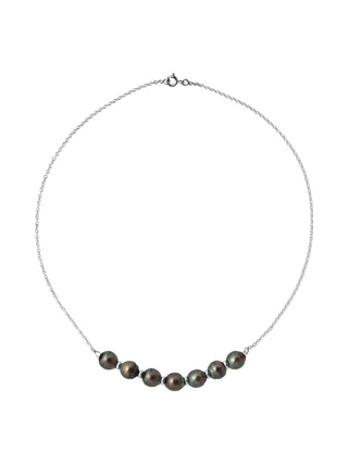 Collier Véritables Perles de Tahiti Cerclées 8-9 mm — Or Blanc 375 Millièmes — 42 cm 1