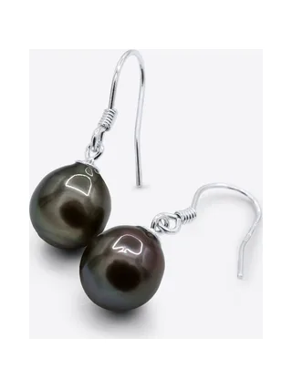 Boucles d'Oreilles Véritables Perles de Tahiti Poires 9-10 mm — Argent 925 Millièmes 1