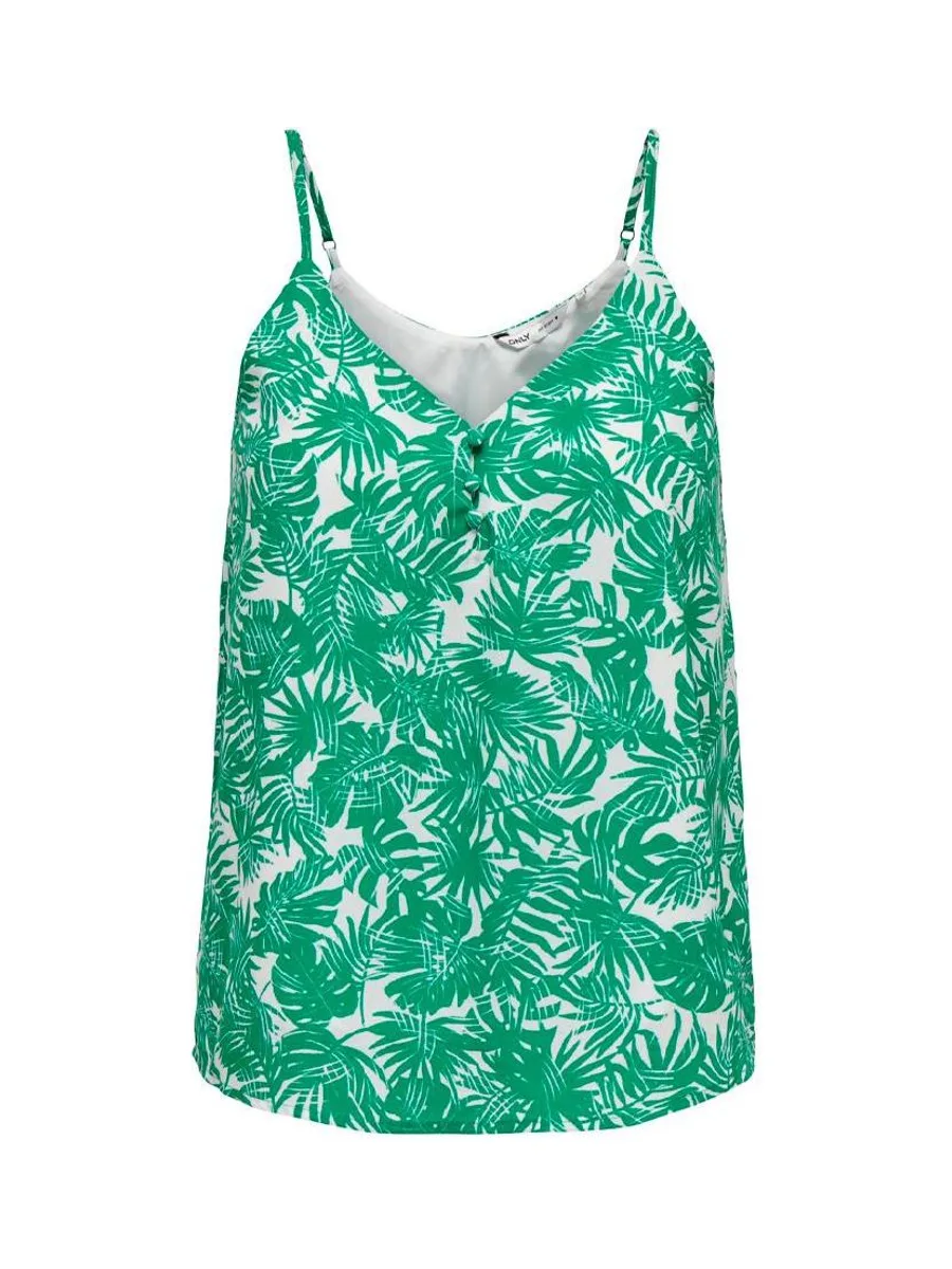 Débardeur Blanc/Vert Femme Only Button Singlet 2