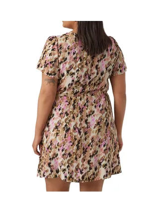 Robe Beige/Rose à Motifs Femme Vero Moda CURVE Easy 2