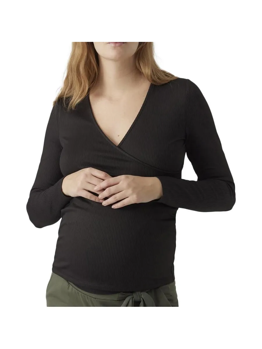 T-Shirt de Grossesse Noir Femme Vero Moda Marternity Fake 2