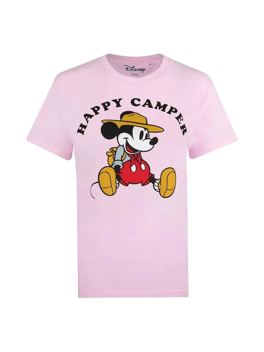 T-Shirt Rose Femme Disney Mickey Happy Camper 3