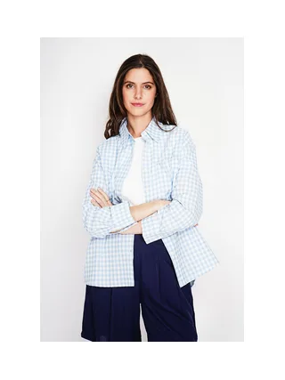 Chemise longue coupe oversize Poche poitrine à manches longues à carreaux 3