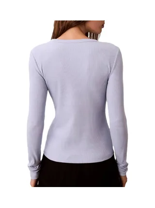 T-Shirt Manches Longues Mauve Femme Calvin Klein Jeans Label 2
