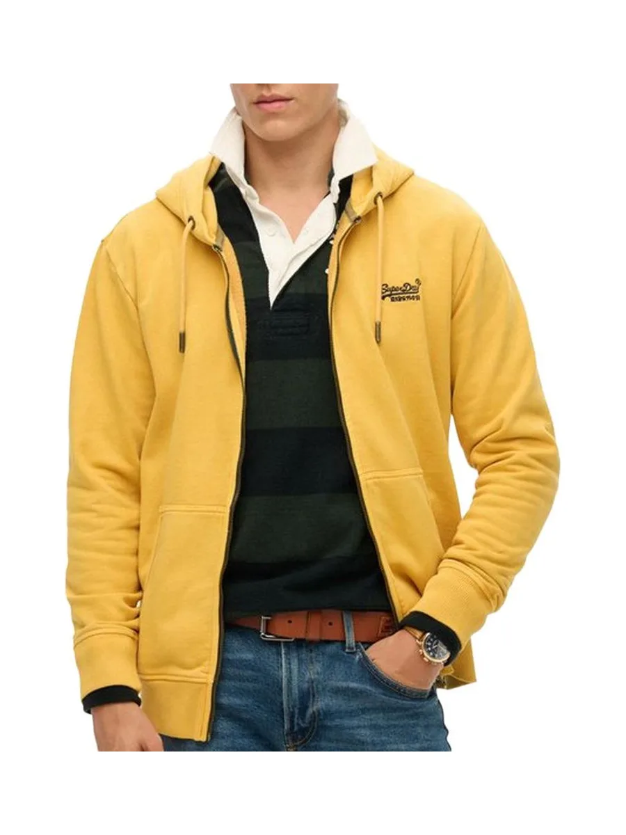 Sweat Zippé Jaune Homme Superdry Essential Washed Ziphood 2
