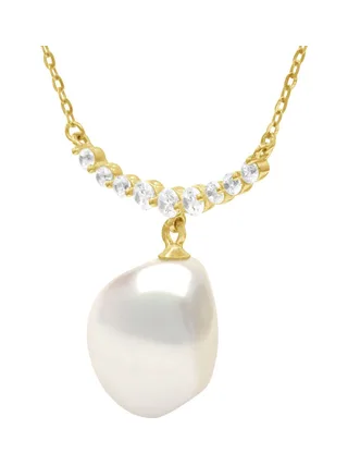 Collier Maille Forçat Véritable Perle d'Eau Douce Baroque 12 mm — Vermeil — 42 cm 1