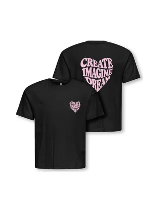 T-Shirt Noir Fille Kids ONLY Sille Amor Life 3