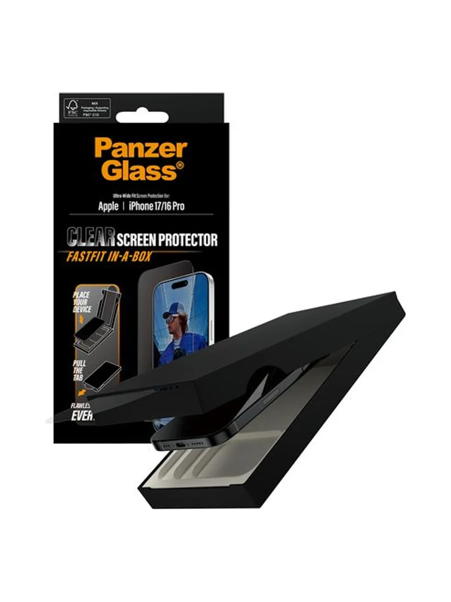 PanzerGlass ® Screen Protector iPhone 17 | iPhone 16 Pro | Ultra-Wide Fit w. FASTFIT IN-A-BOX 5