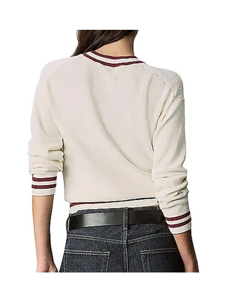 Pull Beige/Rouge Femme Calvin Klein Jeans Woven Label 3