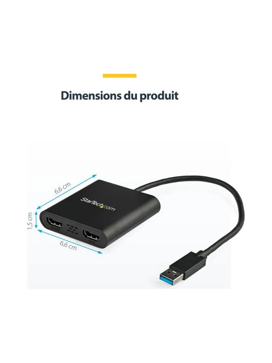 USB to Dual HDMI Adapter - 4K 9