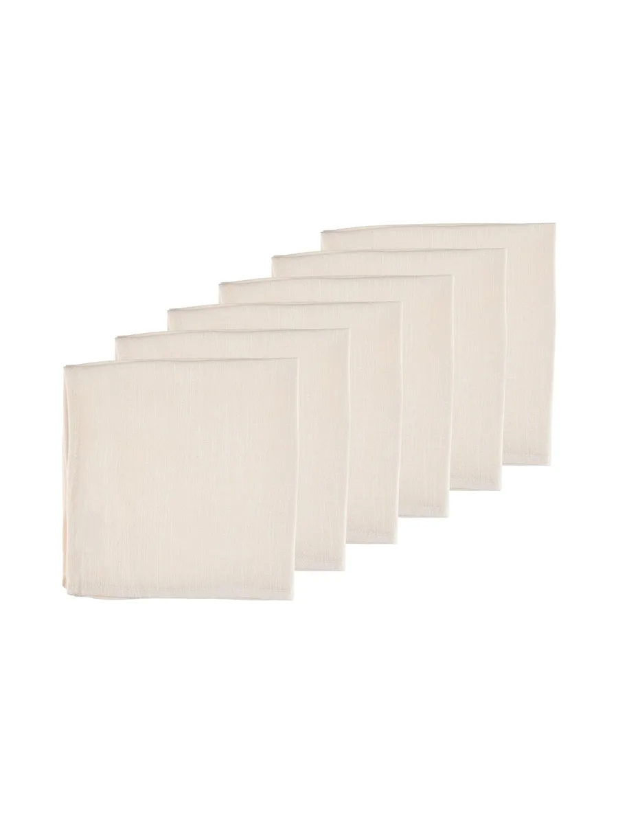 Serviette de table - 6 pièces - Lin et coton blanc crème 81